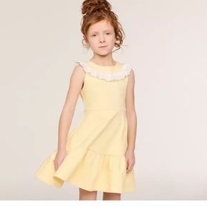 Yellow toddler dress with white eyelit trim size 5 t